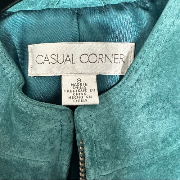 NWOT Casual Corner Teal Leather Suede Jacket size S - Picture 5 of 11